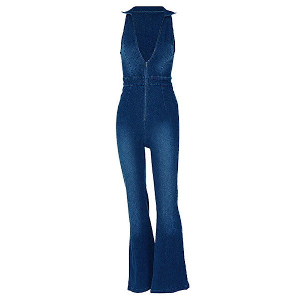 Jumpsuit2023 Ny ärmlös denim jumpsuit med vida ben för kvinnor S S
