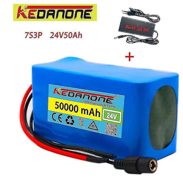 24v 30ah 7s3p 18650 Li-ion batteripaket 29,4v 30000mah elcykel 50AhX1 Chargerx1