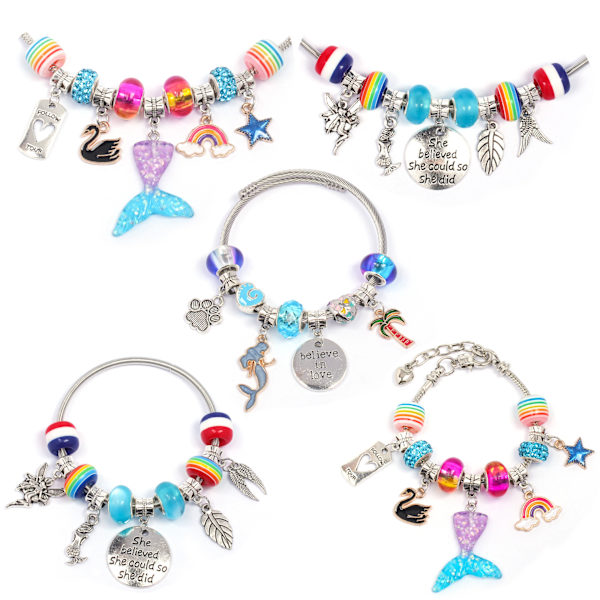 Adventskalender - 76 st Unicorn Exklusiv Armband Presentask DIY Carto