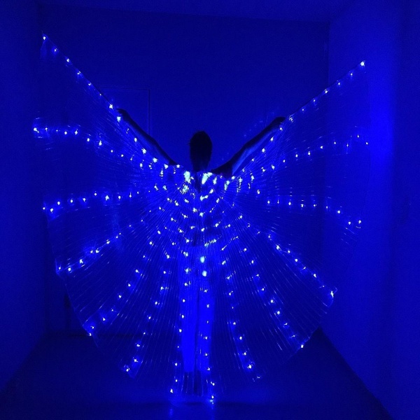 LED Belly Dance Light-Up Vingar med töjbara pinnar - Halloween julframställningskostymer för vuxna och barn Blue - 140cm Adults