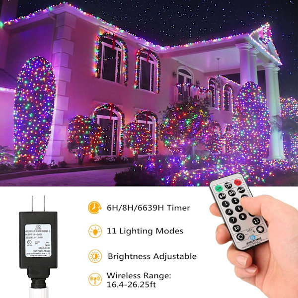 Färgskiftande julbelysning, 269ft 800 LED varmvit & flerfärgad Cool White & Multicolor