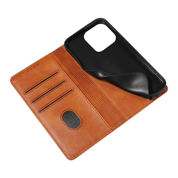 Passar för iPhone 15 mobilfodral, Apple 14 mobil läderfodral, kompatibel Khaki color iPhone 12/12 Pro