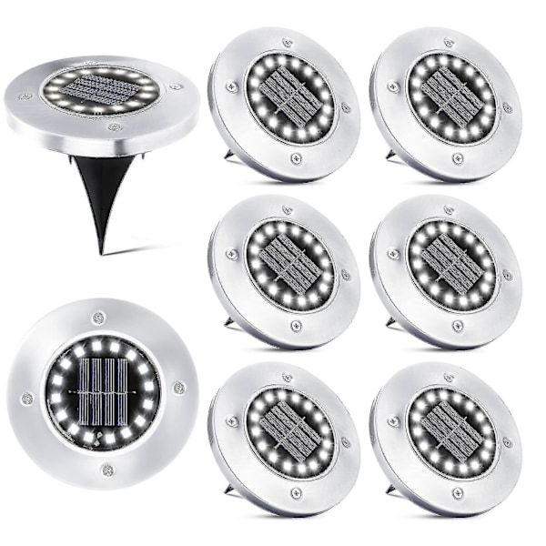 16 LED Solarlampor Utomhus - 8 Stycken Solar Spotlight Trädgård Vattentät Stolplampa För Gångväg Stig Uteplats Underjordisk Gård Infälld Gräsmatta