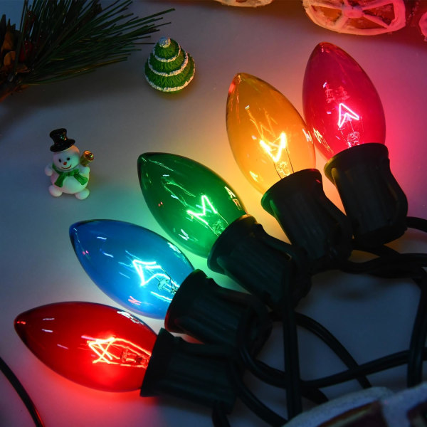 C7 Flerfärgade Julbelysning Vintage Julgransbelysning Inomhus C9-25Lights
