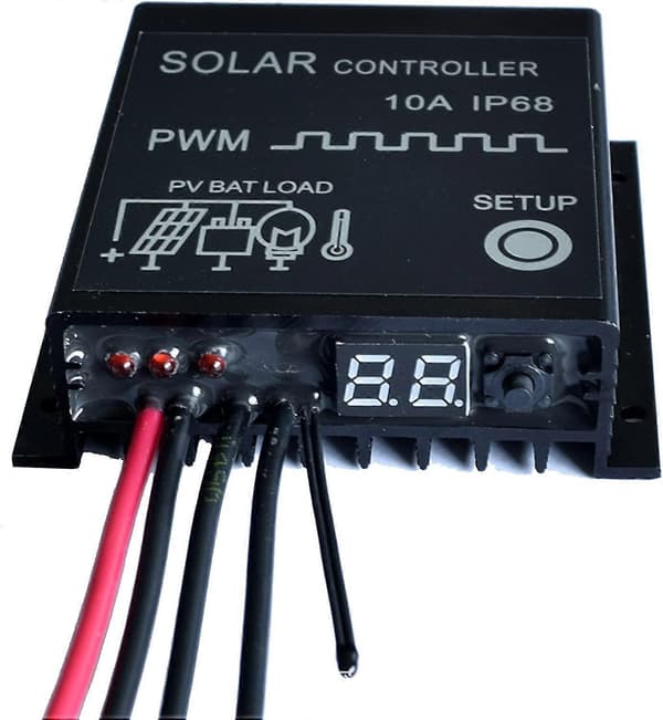 IP68 Vattentät 12V/24V 10A PWM Solpanel Laddningsregulator