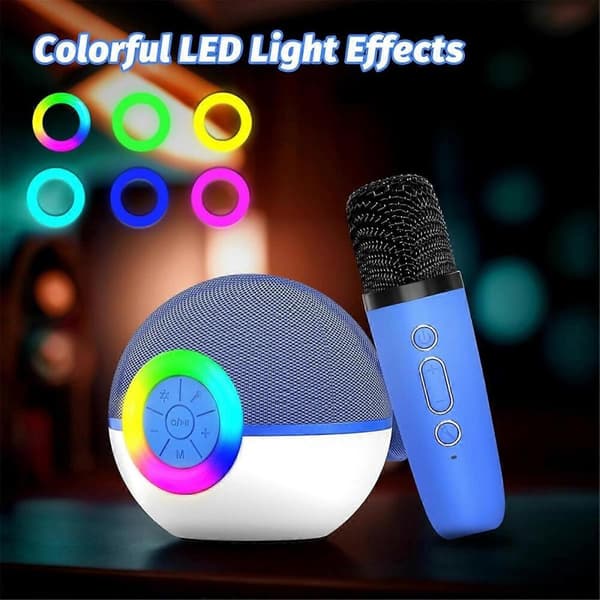 Mini Karaoke Maskin med 2 Mikrofoner, Bluetooth Mikrofon Leksaker för Sång, D
