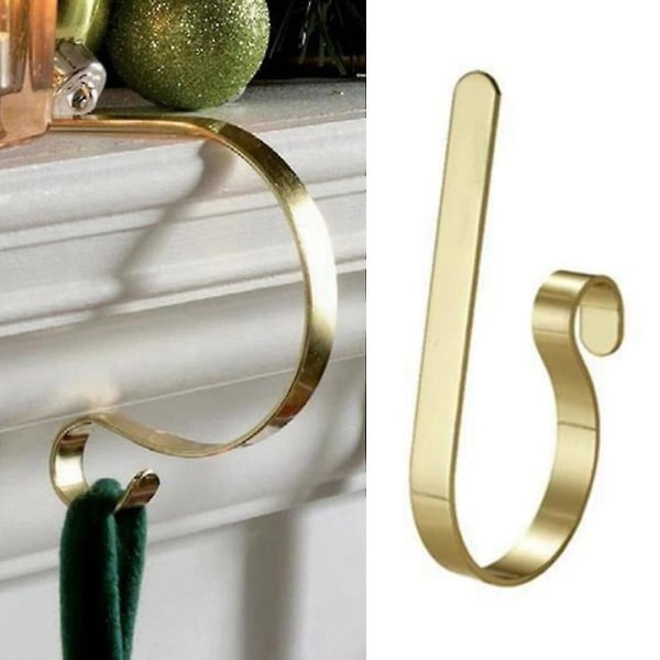 Julstrumpa Hängare Hållare Mantel Strumpor Krok Eldstad Klämma Deko Gold 1pc