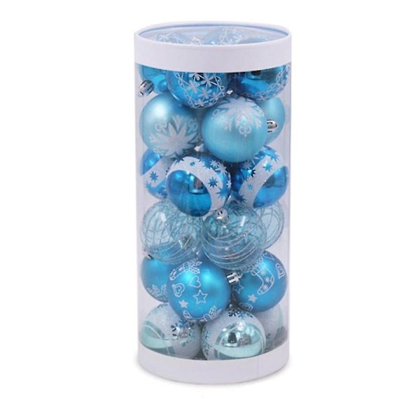 24 st 6 cm Blå Ritningsjulbollar Julgran Hängande Boll Dekoration