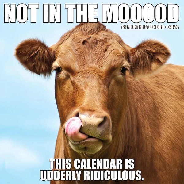 2024 roliga djurkalender, inspirerad gårdshumor, 2024 kycklingkalender Cow