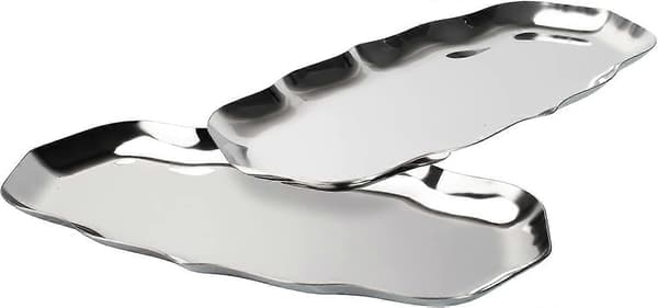 2 st Vågformade handduks- och smyckesbrickor i rostfritt stål (Silver)