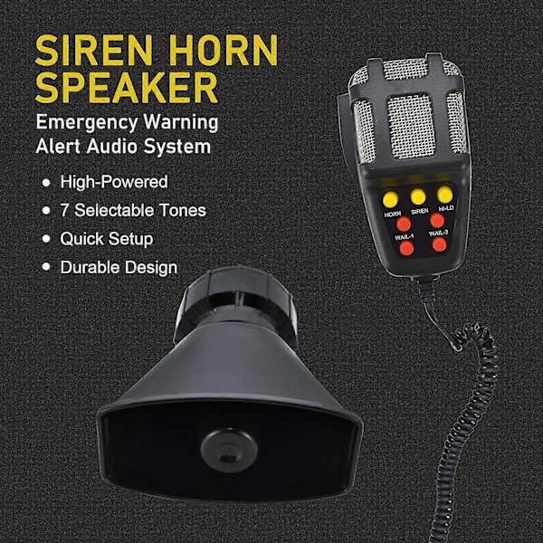 12V 100W 7 Toners Billjudssiren Högtalare, Siren Alarm Billjudssiren Fordonshorn med Mikrofon PA Högtalarsystem Nödljudförstärkare