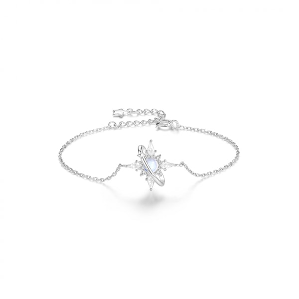 Armband i rostfritt stål S925 Sterling Silver med åttauddig stjärna för kvinnor, Glass Planet Xmas