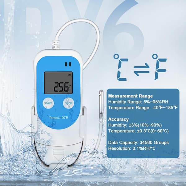 Temperatur-/fuktighetslogger Digital USB-data Termometer Hygrometer för Kylskåp St