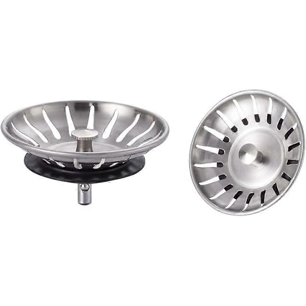 2 Delar Rostfritt Stål Diskbänksplugg - Universal Diskbänksil (Dia: 78MM), Diskbänksplugg med 18 Spår, Anti-Igensättnings Diskbänksgaller, Snabb