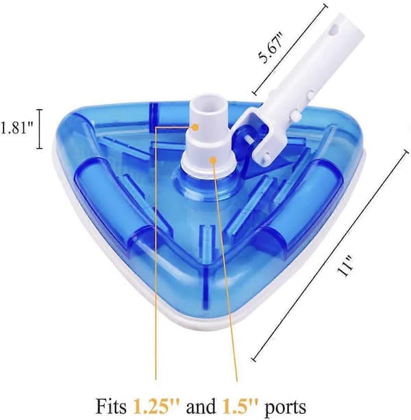 Poolborste för Pump, Skimmer-Dammsugare med 32/38mm Anslutning, Triangulär, Vit/Blå (Transparent)