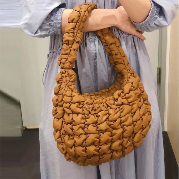 Cloud Bag Quiltad väska Damväska Plisserad Mångsidig Fashion One brown