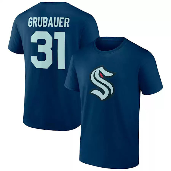 Seattle Kraken Matchtröja Storlek L Snabbtorkande Sporttröja NHL Kraken T-shirt Casual och Bekväm Herr Seattle Kraken Schema L