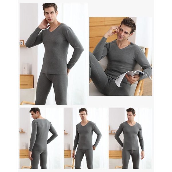 Vuxen Termisk Underkläder Pyjamas Set dark grey Men L