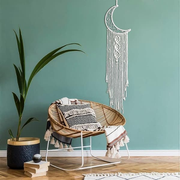 Makramé Väggdekor, Vävd Tapet, Boho Väggdekor, Vävd Väggbonad, Handvävd Väggmatta 96cm*20cm