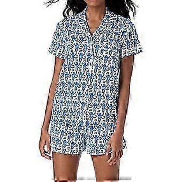 Dam Pyjamas Set 2 Delar Knäppning Aptröja och Shorts Set Y2k Preppy Loungewear Pjs