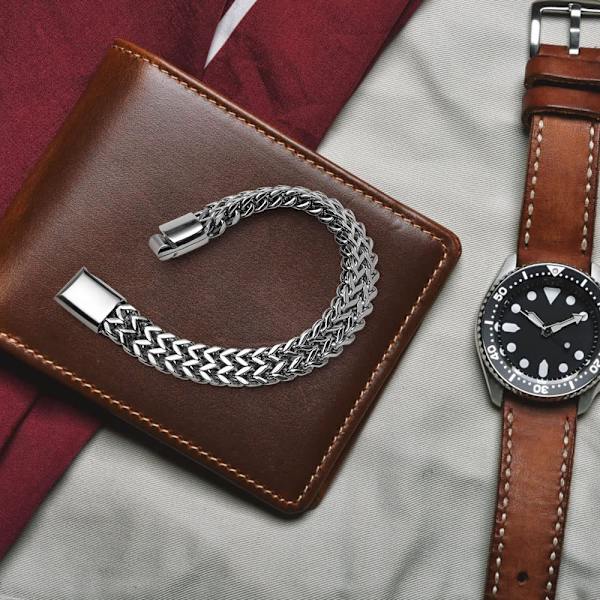 Starkt antikt kubanskt silverarmband för män, mode retro 21 cm T Silver 12MM*22CM