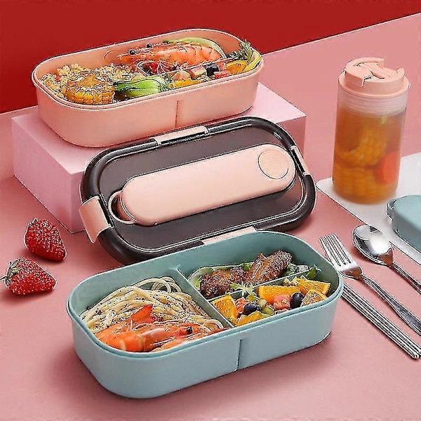 Lunchlåda för barn Mikrovågsugn Plast Matbehållare med fack Servis Läcksäker Bento Box Matlåda
