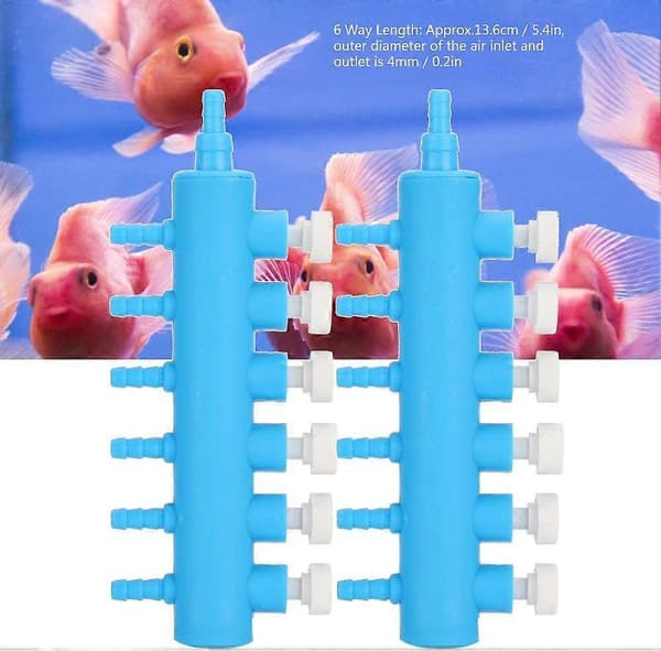 2 st Akvarium Luftpump Splitter Justerbar Akvarium Luftflödeskontrollventil Distributör Splitter Luftslanganslutning Luftpumpstillbehör (6-vägs)