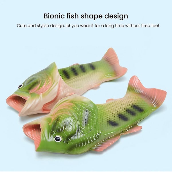 Unisex simulering 3d fisk tofflor sommar roliga mode flip flops för 38-39 Blue