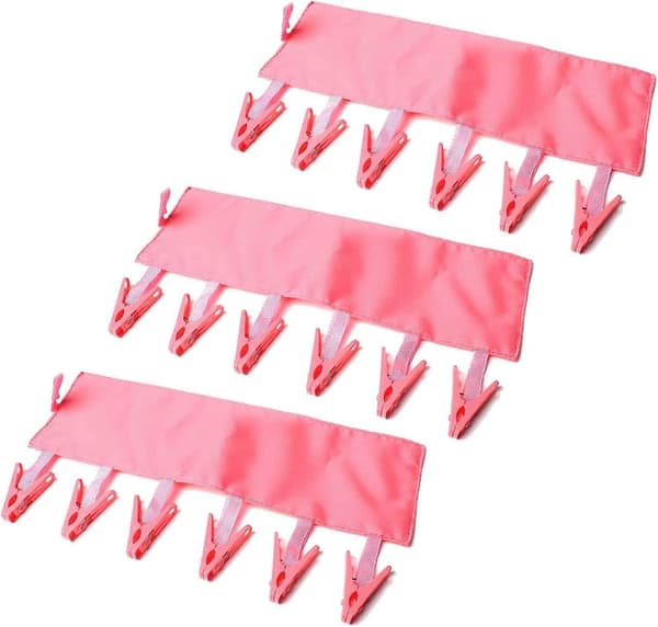 3 st Bärbara Hängare med 6 Klämmor (Röd)