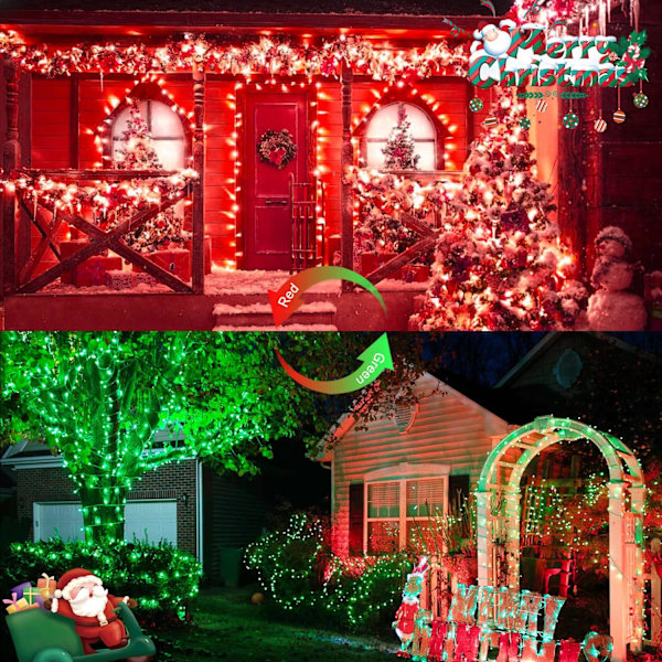 Varmvit julbelysning inomhus, 33ft 100 LED julslinga Red and Green