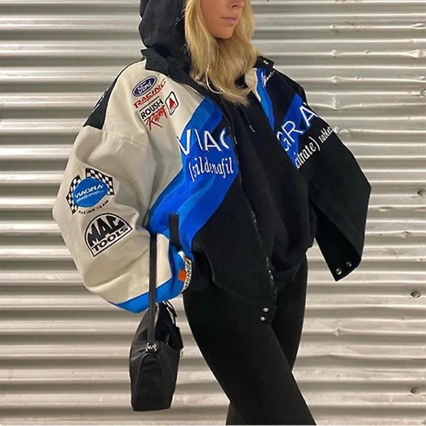 Överdimensionerad Tryckt Jacka Kvinna Gotisk Racingdräkt Hip-hop Street XL color