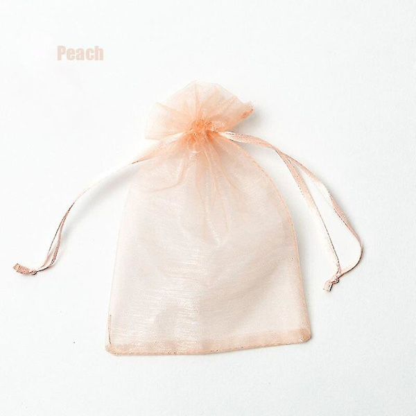 100 st 22 Färger 7x9 9x12 10x15 13x18 Cm Ritade Organzabägare Smycken peach 7x9cm 100pcs