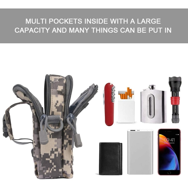 Taktiska midjeväskor, Universal midjeväska för utomhusbruk | Molle EDC Pou 3 Acu Camouflage01