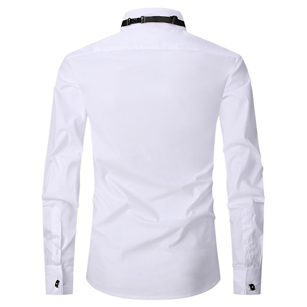 Herrar Dresskjorta Smokingkrage Brudgummens Kläder Bröllopskjorta XL White