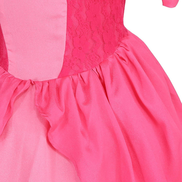 Prinsessan Peach-kostym för flickor - Rosa Halloween-festklänning med tillbehör 5-6 Years