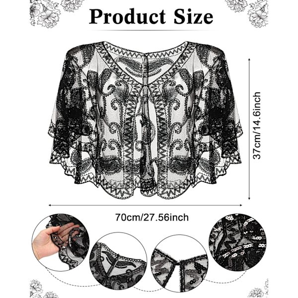 5 delar 1920-tals flapper-kostymtillbehör Kvinnor Sjal Wraps Fea Modern