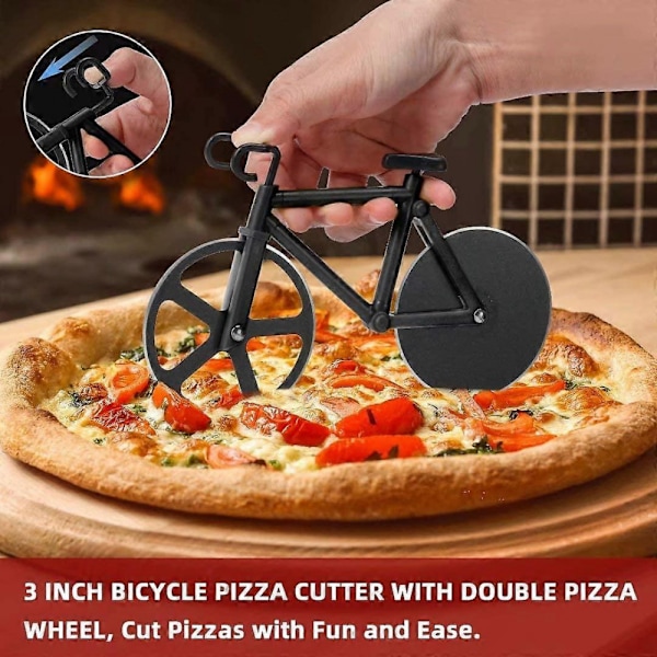 Cykel Pizza Cutter Hjul Roliga Inflyttningspresenter (Svart)