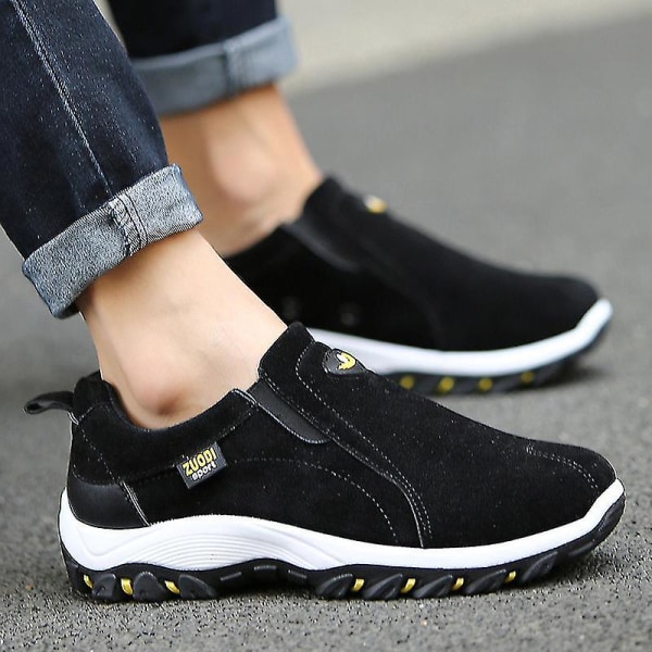 Slip-on Walking Shoes för män Casual Andas Anti Slip Skor Wi Brun 42