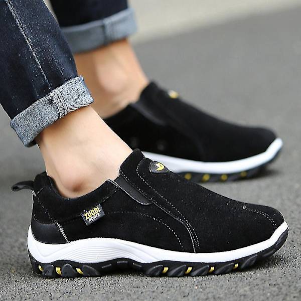 Slip-on Walking Shoes för män Casual Andas Anti Slip Skor Wi Grå 40
