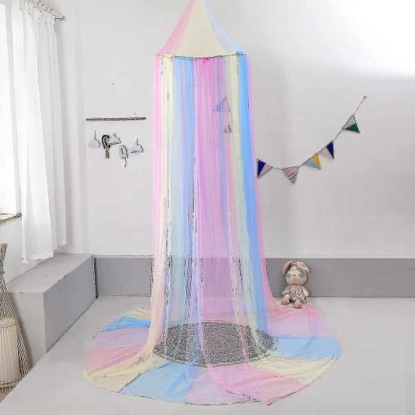 Sänghimmel med ljus Sänghimmel Gardiner för flickor Toddler Rainbow