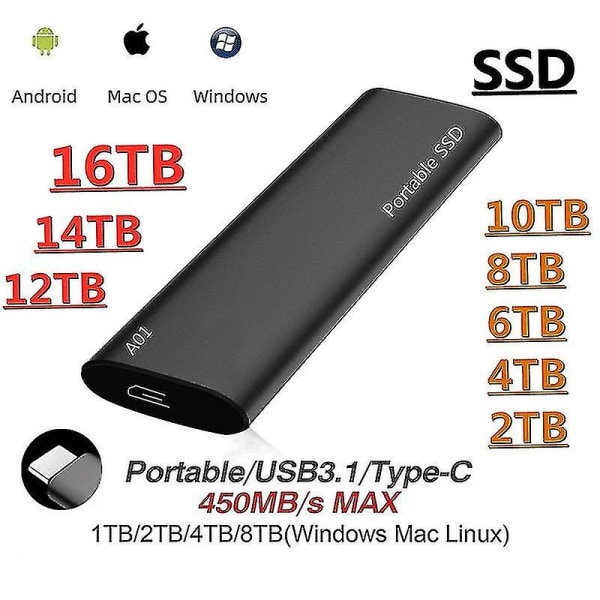 2tb 8tb 12tb 16tb Ssd High Speed Hard Disk Extern Solid State 15(Black 12T)