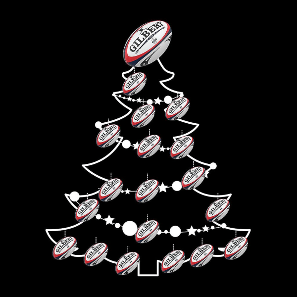 Rugby Union Ball Christmas Tree Baubles T-shirt för barn Black Large (9-11 yrs)