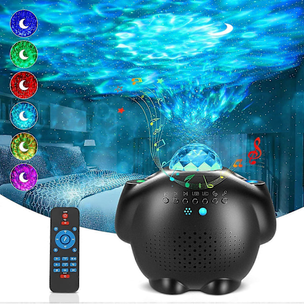 Nattlampa för Barn 4 i 1 med Bluetooth-Högtalare Fjärrkontroll Timer, LED Galaxy Projektor Justerbar