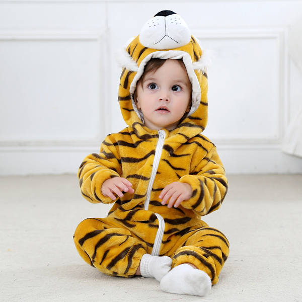 Baby Romper Mjuk Varm Onesie Pyjamasdräkt Halloween Kläder för Barn Leopard 100cm