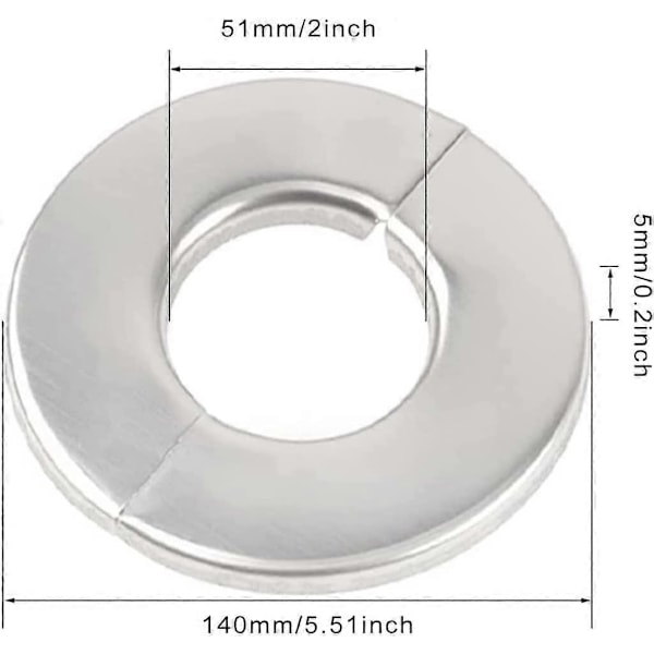 5 st Värmeelement Rosetter Rostfritt Krom Inre Diameter: 51mm