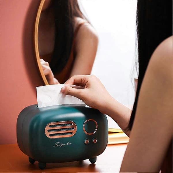 Retro Rektangulär Tissue Box, Radio Modell, Tissue Box, Praktisk och Trendig, Grön
