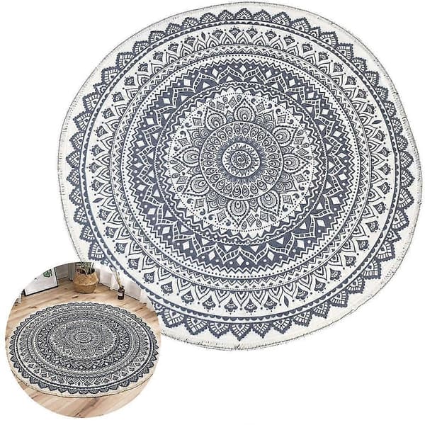 Rund matta tryckt vävd tunn matta Boho-stil rund matta för vardagsrum sovrum matta