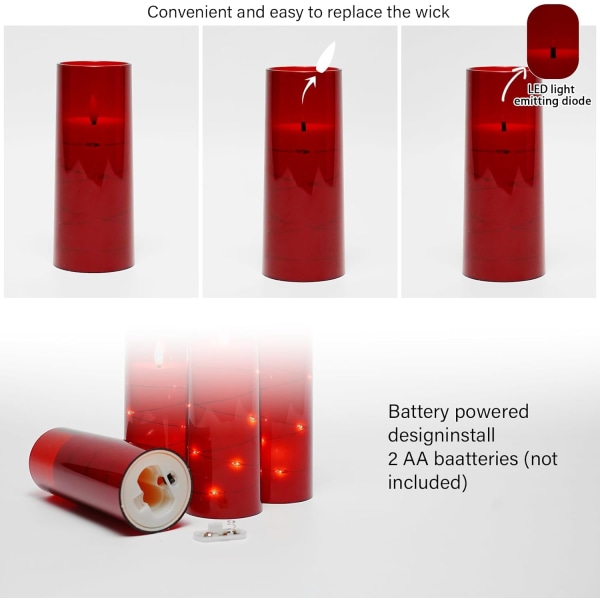 kakoya Flamlösa LED-ljus med timer 5 st flimrande flamlösa Cand Red