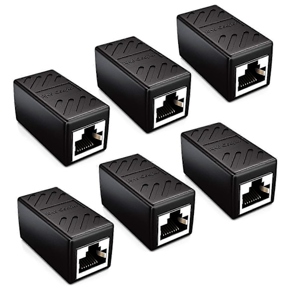 Kopplingskabelkontakt Patchkabel Ethernet Skärmad Modulär Adapter 2x RJ45 Hona Uttag DSL LAN Svart