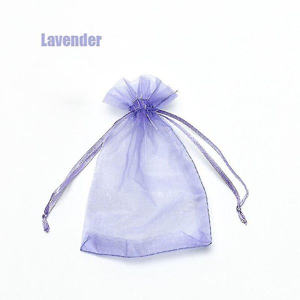 100st 22 Färger 7x9 9x12 10x15 13x18 Cm Dragable Organza Väskor Smycken lavender 7x9cm 100pcs